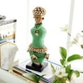 thumbnail image 3 of DecMode Small Hand-Crafted Pine Wood, Cowrie Shells, Orange Beads & Kente Cloth African Woman Namji Doll, Green, 3 of 10