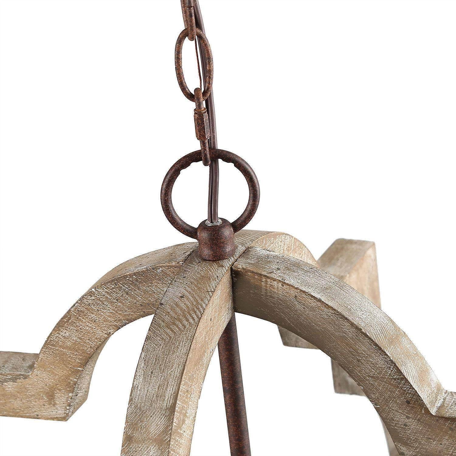 LNC 4-Light Distressed Wood and Bronze Farmhouse Lantern Chandelier
