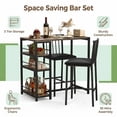 thumbnail image 4 of Lofka 3-Piece Small Kitchen Table Set for 2 with 3 Storage Shelves & 2 Backrest Stools, Space-Saving Dining Set for Small Spaces, Gray, 4 of 11