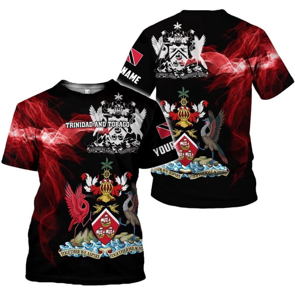 Personalized Trinidad & Tobago Shirts Trinidad and Tobago Coat of Arms Flag 3D Shirts Trinidad Pride Independence (T-shirt, S)