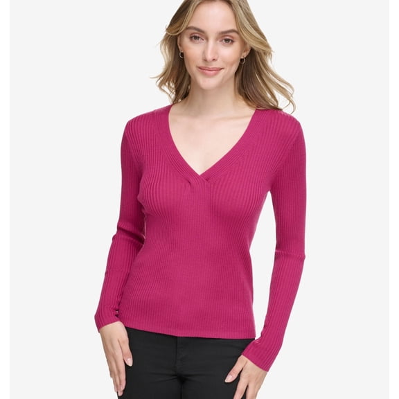 Calvin Klein Womens Mulberry Knit Sweater, Purple, Medium