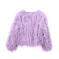 thumbnail image 4 of Hueook Faux Fur Coat Women's Winter Solid Color Casual Extended Warm Jacket Purple L, 4 of 6