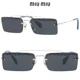 thumbnail image 1 of MIU MIU SOCIETE SMU59T KJT-2K1 SILVER BLUE GLITTER SQUARE SUNGLASSES. 58 mm, 1 of 6