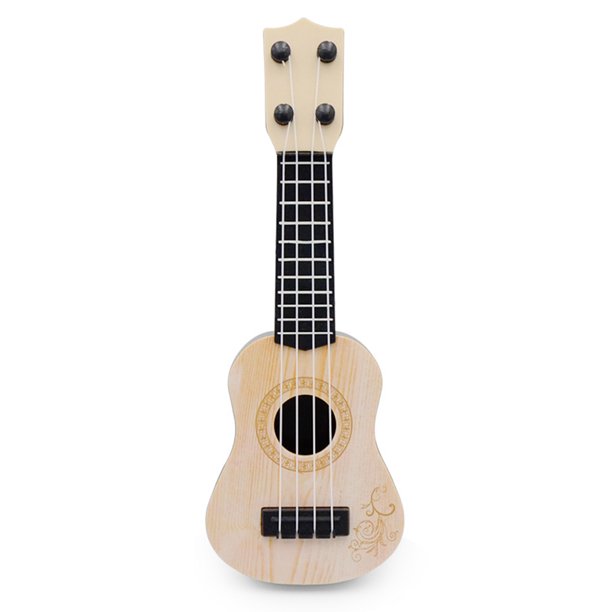 Kuymtek Mini Guitarra 4 Cuerdas Instrumentos Musicales Juguete Educativo para (A Beige)