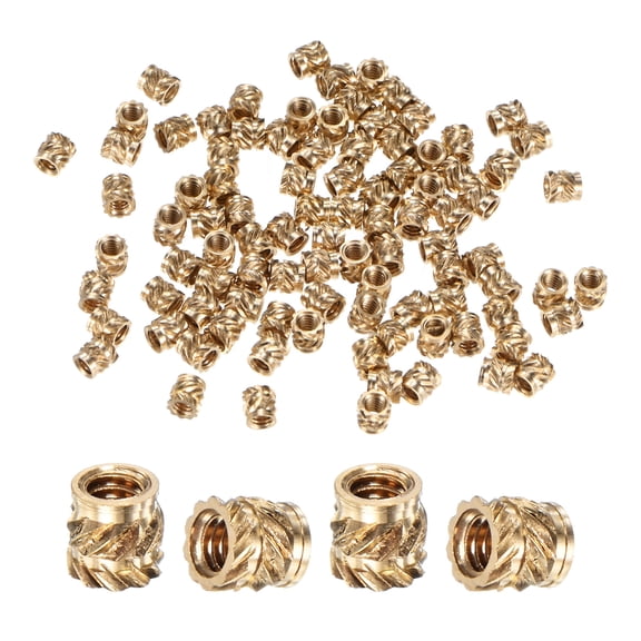 Uxcell 100-Pack Threaded Inserts - M2 x 3mm Brass Heat Set Insert Nuts 3mm OD