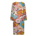 thumbnail image 4 of Yuyamidu Hippie Flower Long Sleeve Bathrobe for Women Lightweight Zippered Robes Floral Long Sleeve Bath Robe Loose Housecoat Nightgown Size XL Mid-Length Sleepdress, 4 of 7