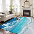 thumbnail image 2 of Non-Slip Rug Pad Rugs Sea Wave Blue Sky White Clouds Rectangle Area Rugs 5x7Ft Soft Carpet Pads for Living Room Kids Room, Summer Beach Theme, 2 of 9
