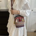 thumbnail image 4 of Bolso bandolera causal vintage Bolso de viaje con borla étnica para mujer (Azul marino), 4 of 7