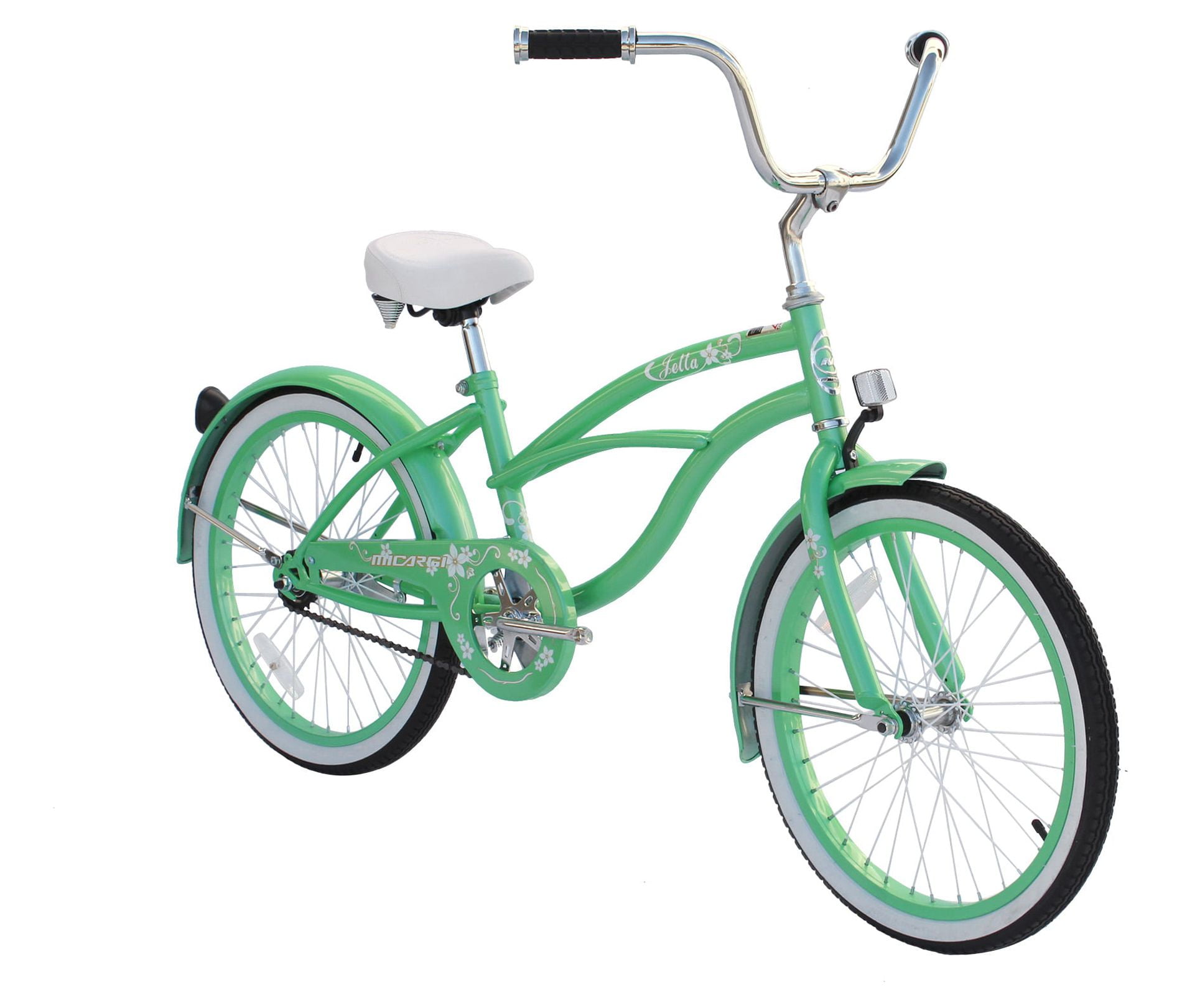 Wonder Wheels 20 Ft. Beach Cruiser Coaster Brake Single Speed Bicycle, Bike, Stainless Steel Spokes One Piece Crank Alloy Mint Green Rims 36 H - Mint Green