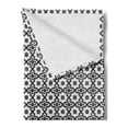 thumbnail image 2 of Moroccan Soft Flannel Fleece Throw Blanket, Monochrome Pattern Oriental Architecture Inspired Design Oval Symmetric, Cozy Plush for Indoor and Outdoor Use, 50" x 70", Black White, by Ambesonne, 2 of 5