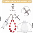 thumbnail image 2 of 6 llaveros católicos de 6 colores con cuentas de rosario de agua bendita, llavero con botellas de agua bendita, crucifijo y bolsas de organza., 2 of 6