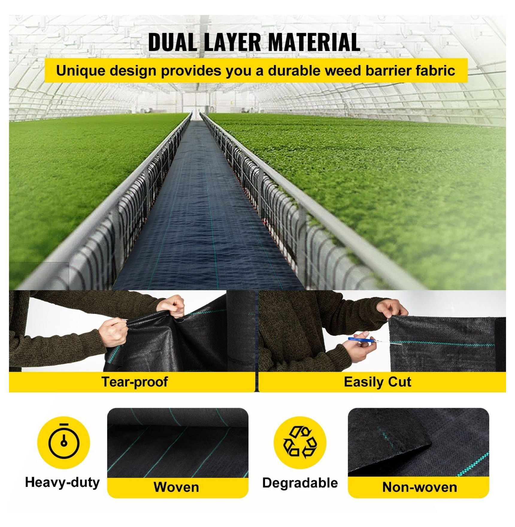 Garden Weed Barrier Fabric 4ft x 100ft, Heavy Duty Landscape Fabric 5.8 OZ, Weed Block for Gardening Ground Cover, Geotextile Fabric for Landscaping