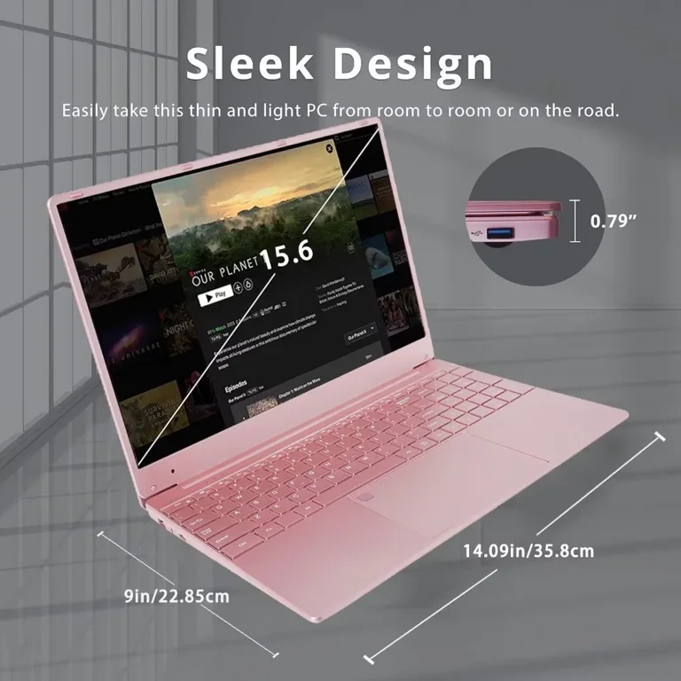 15.6 Business Laptop Computer Office 2024 Windows 11 Pro Backlit Keyboard 16GB RAM 512GB SSD Intel Celeron N5095 Laptop for beauty RoseGold