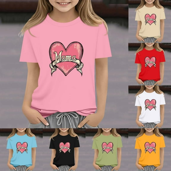 Frwgonr Girls Weekend T-Shirts Mama's Boy Tee Shirt Top Summer Short Sleeve Clothes for Mother's Day Black, Size 2-14 Years