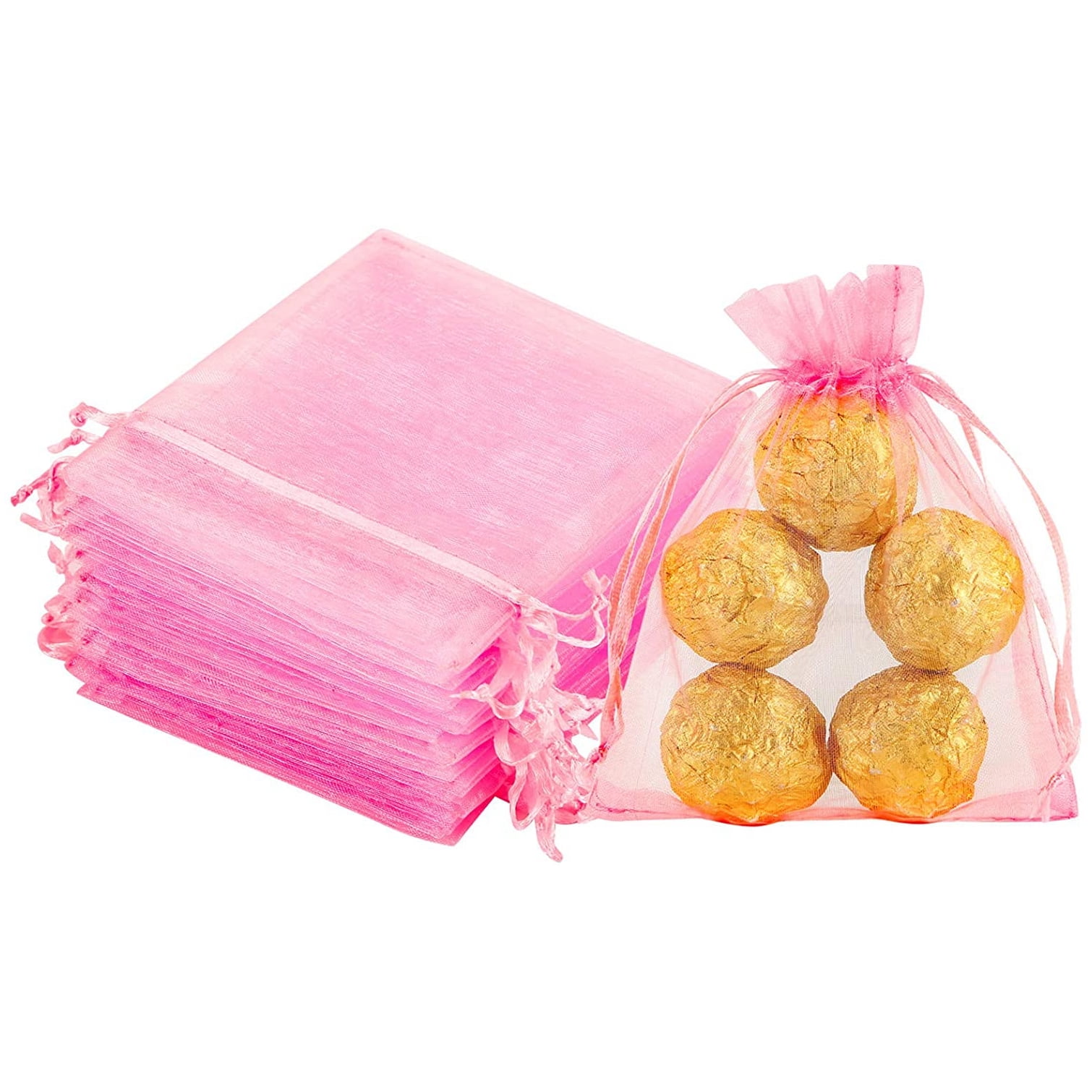 5 Sizes 25/100Pcs Organza Bags Gift Wrap Candy Jewelry Pouch Wedding Party Favor 