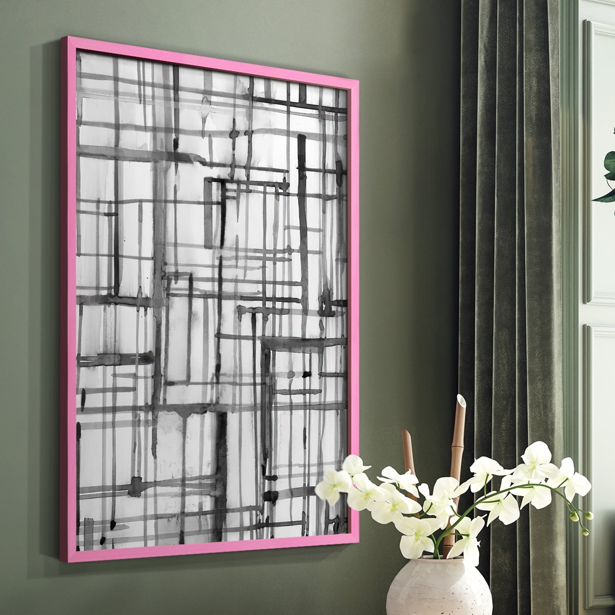 Line Meditation II in Pink Solid Wood 8 x 10 Framed Print