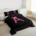 thumbnail image 3 of Manfei Letter Monogrammed Bow A Bedding Comforter Set 2pcs for Boys Girls,Bling Glitter Twin Comforter Sets Microfiber,Dreamy Princess Breathable Bedding Set,Lightweight Room Decor,Reversible, 3 of 8