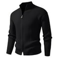 thumbnail image 2 of FRSASU Men's Slim Fit Full Zip up Stand Collar Casual Zipper Cardigan Elastic Knitted Sweaters Jacket Black, 2 of 6