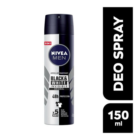 Antitranspirante NIVEA MEN invisible black & white spray 150 ml