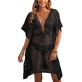 thumbnail image 2 of yueewhu Beach Swimsuit for Women Sleeve Coverups Bikini Cover Up Net (Black, S), 2 of 7