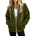 thumbnail image 6 of Hurxie Women's Zip Up Y2K Hoodies Casual Long Sleeve Sweatshirts Fall Winter Track Jackets with Pockets Army Green,2XL, 6 of 7
