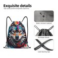 thumbnail image 4 of Xecao Tie-Dye Wolf Head Pattern Sports Drawstring Backpack - String Swim Gym Bag with Wet Proof Pocket for Women&Men-Medium, 4 of 6