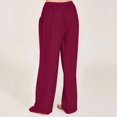 thumbnail image 5 of WULMLEO Linen Pants Women Spring Summer Dressy Casual High Waisted Drawstring Pant Cotton Straight Leg Lounge Trousers Wine M, 5 of 6