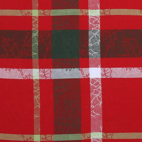 St Nicholas Square Midnight Magic Red Plaid Tablecloth 70" Round