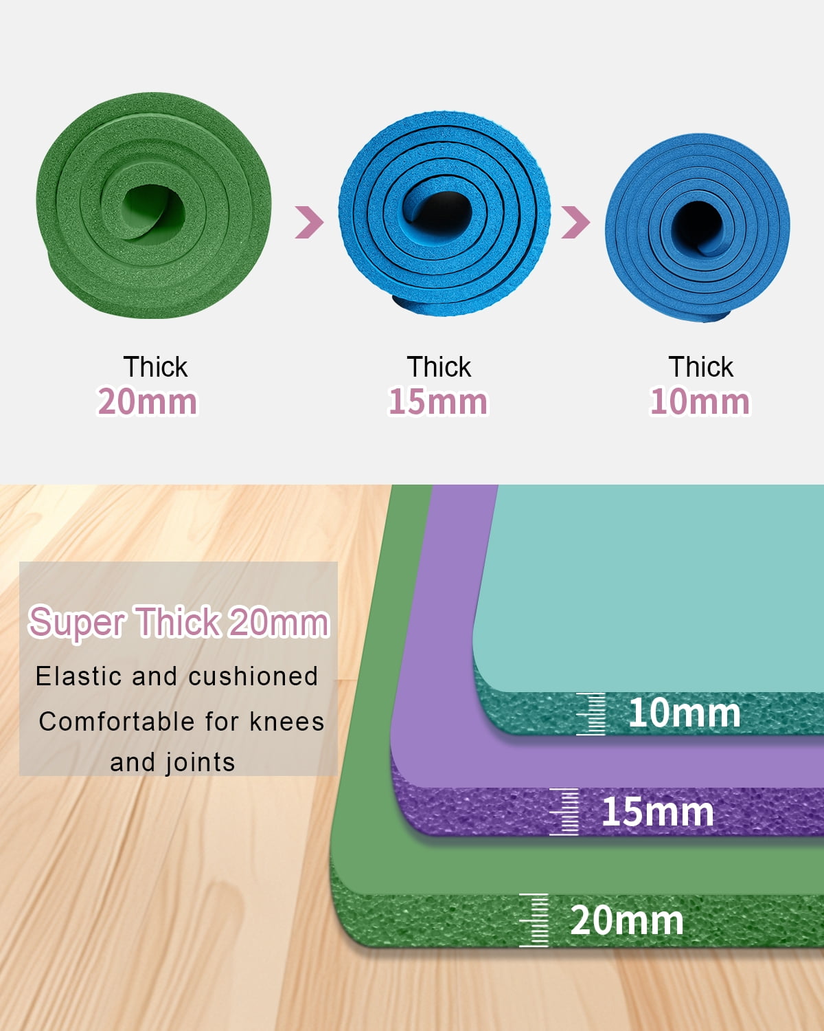 YR Thick Yoga Mat 20mm Soft Foam 78