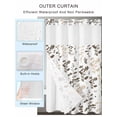 thumbnail image 4 of No Hook Shower Curtain with Snap-in Liner, Brown Beige Botanical Waterproof Fabric Bathroom Curtains, Watercolor Spring Floral Summer Leaf Bath Curtains & Mesh Top Window Stall 48"x72", 4 of 9