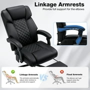 Hoffree Massage Office Chair 400LBS Executive Office Chair Massage and Footrest Big and Tall Office Chair with Heated Lumbar Support, Ergonomic Computer Desk Chair Reclining High Back Leather Office