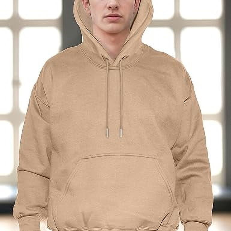 Elegant Comfort Men's Fleece Hoodies, Moisture Wicking & Breathable, Pullover Hooded Sweatshirt, X-Large, Taupe