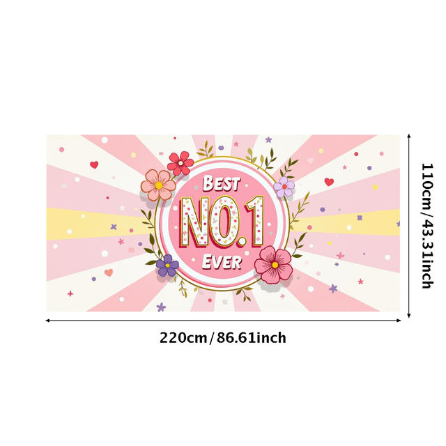 Floral Patterned Best Mum Banner Party Decorations Backdrop Background Mother Day Celebration Family Gathering Photo Props