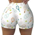thumbnail image 2 of Balery Cute Tennis Rackets Pantalones cortos de entrenamiento estampados para mujer, sin costuras, ajustados, para gimnasio, yoga, correr, deportes, ejercicio activo, fitness.-X-Large, 2 of 8