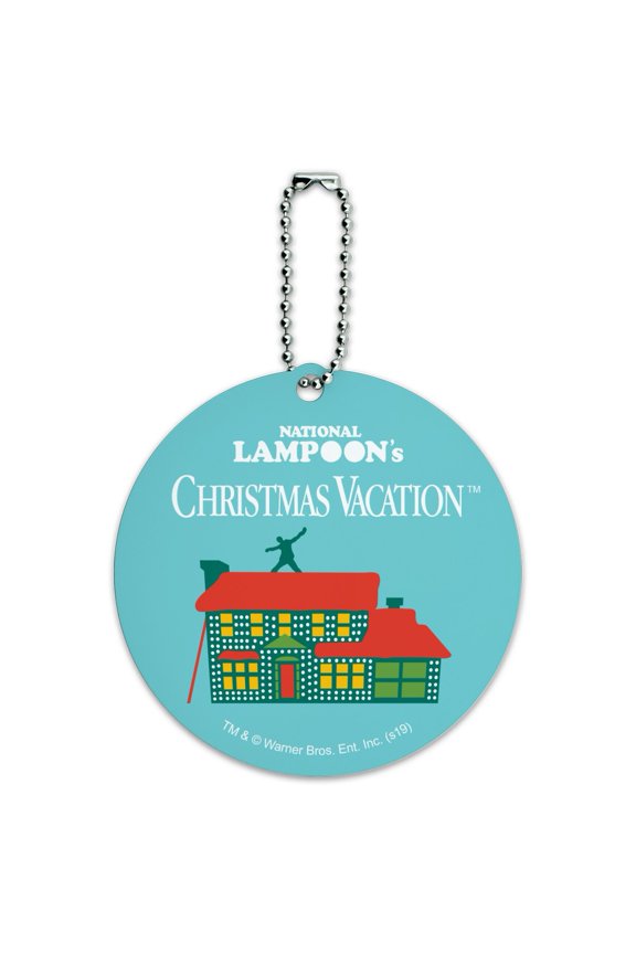 Christmas Vacation Griswold House Logo Round Luggage ID Tag Card Suitcase Carry-On