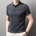 thumbnail image 4 of Men's Shirts Advanced Sense Lapel Short Sleeve Casual Business Ice Silk Top Comfortable Breathable Stylish T-Shirt Men's Tops T-Shirt Casual Crew Neck Loose, 4 of 6