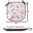 thumbnail image 5 of Modern Chair Seating Cushion Set of 6, Shoes Heels Pattern with Orchid Flowers Petals and Hearts Design Image, Seat Pads for Office with Anti-slip Backing, 16"x16", Red White, by Ambesonne, 5 of 7