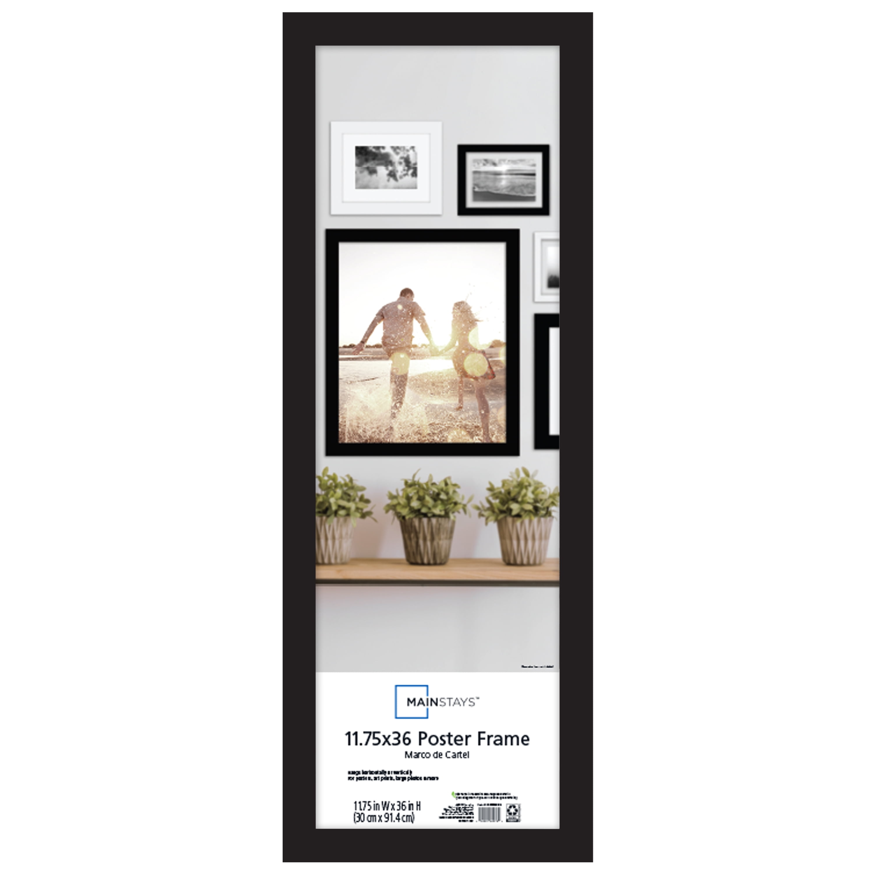 Mainstays 11.75x36 Wide Gallery Poster Frame, Black