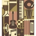 thumbnail image 3 of Music Duvet Cover Set, Creative Graphic of Vintage Musical Instruments Guitar Piano Drums, Decorative 3 Piece Bedding Set with 2 Pillow Shams, Queen Size, Taupe Khaki, by Ambesonne, 3 of 3