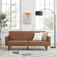 thumbnail image 7 of 76" Modern Loveseat Sofa with Armrests, Convertible Futon Sofa Bed, Lounge Couch for Living Room (Faux Leather, Brown), 7 of 7