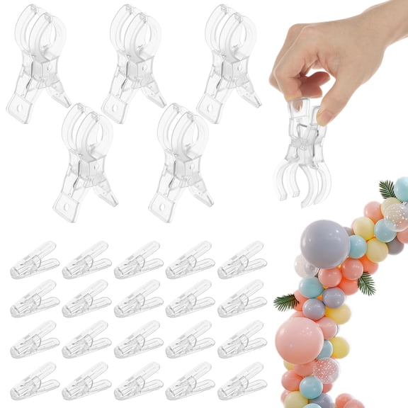 25Pcs Balloon Arch Clips Transparent Balloon Garland Holder Reusable Plastic Spring Clamps for Wreaths Backgrounds Birthday Decorations