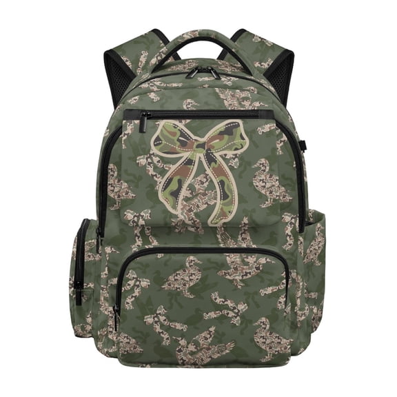 HELLHERO Camouflage Duck Pattern School Bag with Smooth Zippers, Compartment Waterproof 17 Inch Casual Daypack for Elementary Travel