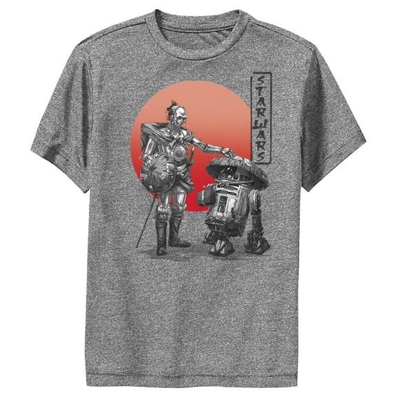 Boy's Star Wars: Visions Anime R2-D2  Performance Graphic Tee Charcoal Heather Medium