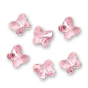 5754 12 Swarovski 8mm Light Rose Crystal Butterfly Beads