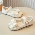 thumbnail image 3 of Dakaela 1-11Y Girls Mary Jane Dress Shoes Toddler Square Toe Rhinestone Bow Ballet Flats Little Big Kids School Party Wedding Shoes White, 3 of 6