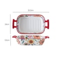 thumbnail image 2 of 850ml Butterfly Flower Ceramic Baking Pan Rectangular Double-Handled Baking Steak Roasted Dishes, 2 of 6