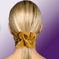 thumbnail image 4 of Velvet Scrunchies Jumbo Size Plush Big Ponytail Holders Thick Braided Locked Hair Big Made in the USA Gold, 4 of 7