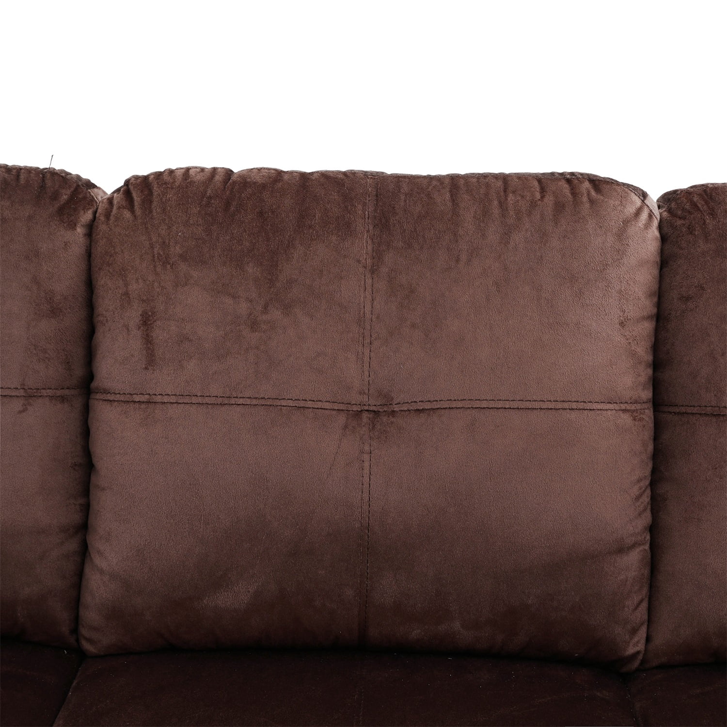 Hommoo L Shaped Couch Set Sectional Sofa Set, Flannel Living Room Furniture Sets, 4-Seat Couches and Sofa Set for Home, Apartment, Dorm, Chocolate(No Ottoman)