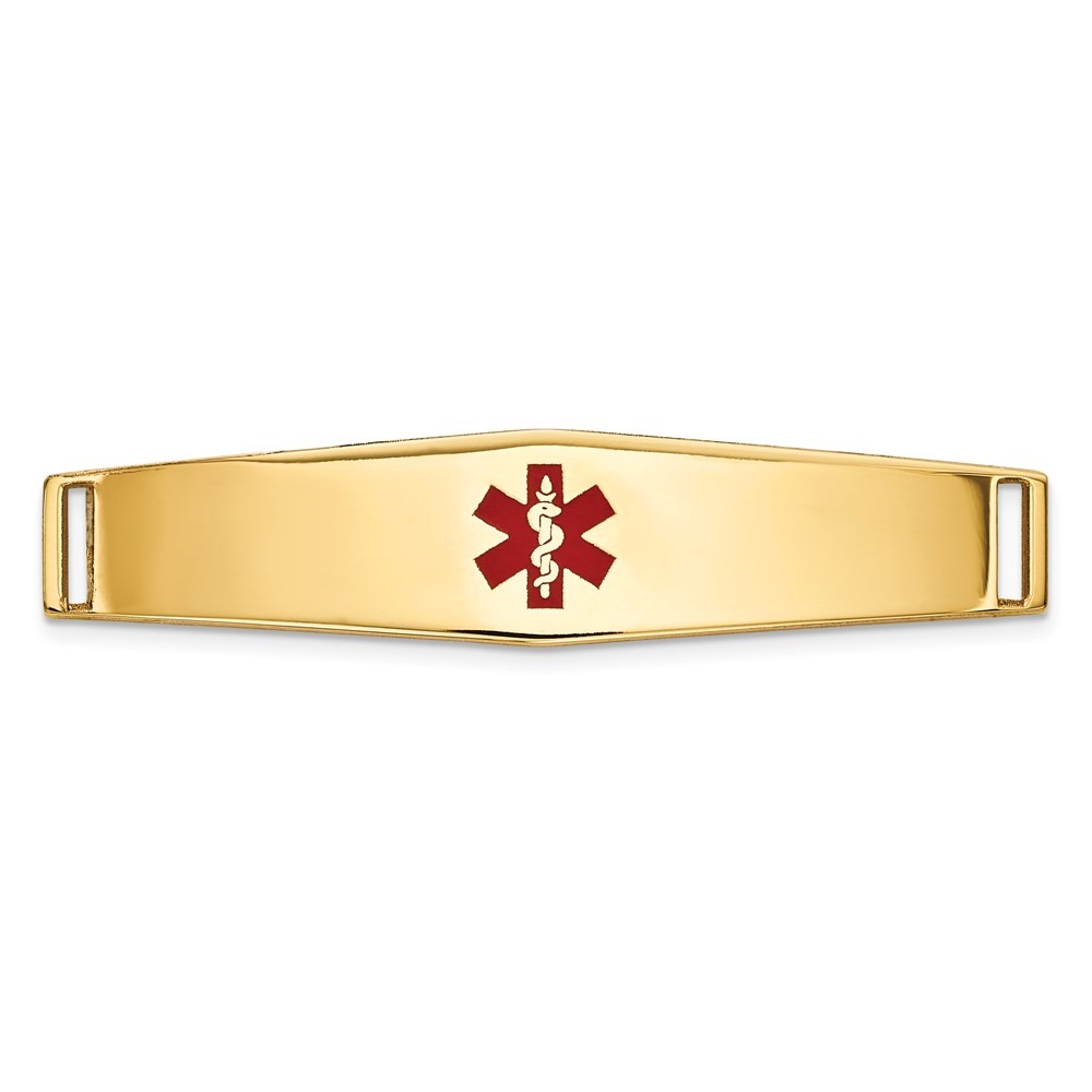 Auriga 14K Yellow Gold Epoxy Enamelled CT Soft ID Bracelet Plate for Women(L- 36inch, W- 9mm)