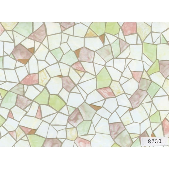 Dundee Deco Peel and Stick Self Adhesive Wallpaper - Printed off-White, Sepia Stained Glass, 18 ft x 18 in
